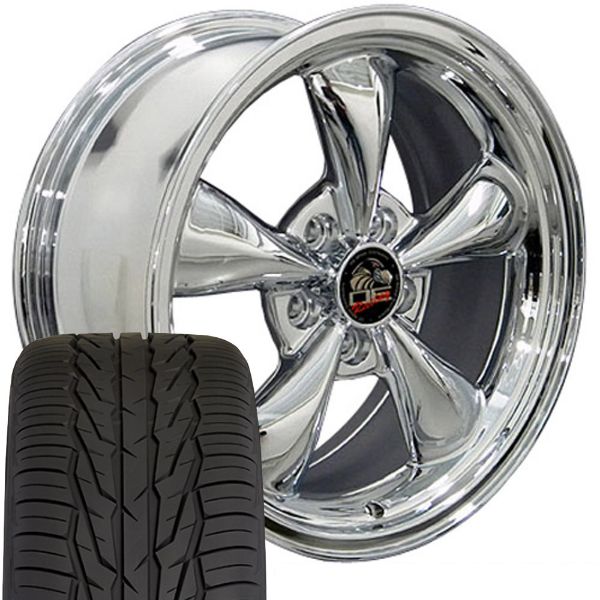 Picture of 1979-2004 Ford Mustang Mounted Tire & Wheel Package - 17" Bullitt Style - Chrome W/Extensa HP Tires