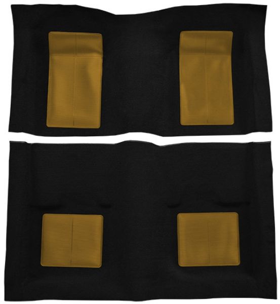 Picture of 1969 Ford Mustang Mach I with 4 Ivy Gold Inserts without Shifter Cut Fastback Nylon Carpet Flooring 601 Black