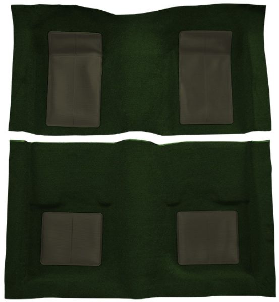 Picture of 1969 Ford Mustang Mach I with 4 Green Inserts without Shifter Cut Fastback Nylon Carpet Flooring 601 Black