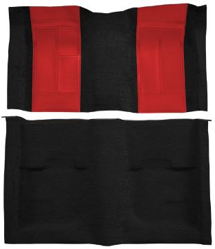 Show details for 1970 Ford Mustang Mach 1 with 2 Red Inserts without Shifter Cut Fastback Nylon Carpet Flooring 601 Black Picture of 1970 Ford Mustang Mach 1 with 2 Red Inserts without Shifter Cut Fastback Nylon Carpet Flooring 601 Black