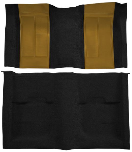 Picture of 1970 Ford Mustang Mach 1 with 2 Ivy Gold Inserts without Shifter Cut Fastback Nylon Carpet Flooring 601 Black