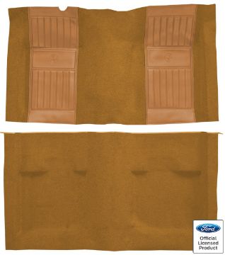 Show details for 1971-1973 Ford Mustang Mach 1 with 2 Medium Saddle Running Pony Inserts without Shifter Cut Fastback Nylon Carpet Flooring 601 Black Picture of 1971-1973 Ford Mustang Mach 1 with 2 Medium Saddle Running Pony Inserts without Shifter Cut Fastback Nylon Carpet Flooring 601 Black
