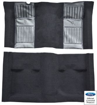 Show details for 1971-1973 Ford Mustang Mach 1 with 2 Black Running Pony Inserts without Shifter Cut Fastback Nylon Carpet Flooring 602 Dark Blue Picture of 1971-1973 Ford Mustang Mach 1 with 2 Black Running Pony Inserts without Shifter Cut Fastback Nylon Carpet Flooring 602 Dark Blue