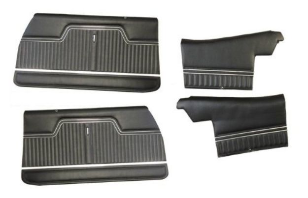 Picture of 1970-1972 Chevelle Front Door/Rear Qtr Trim Panels Pre-Assembled in Black for Coupe