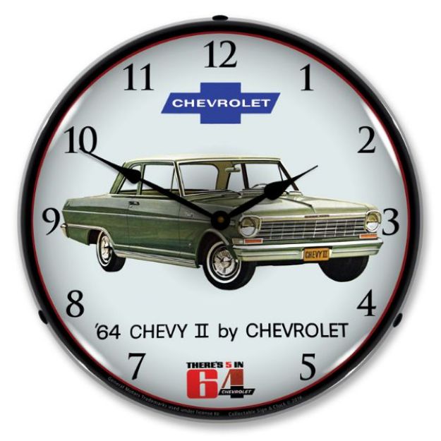 Picture of 1964-1964 Chevrolet Nova / Chevy II LED Clock. Silver
