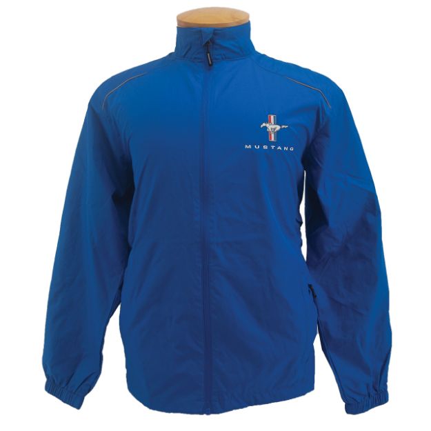 Picture of 1964-2021 Ford Mustang Jacket - Mens Light Weight Boom - Embroidered Tri-Bar Logo - Blue - XL