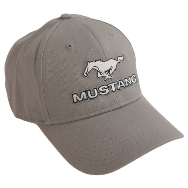 Picture of 1964-2021 Ford Mustang Cap - Mustang Black/Charcoal Cotton Twill - Script W/Pony Logo