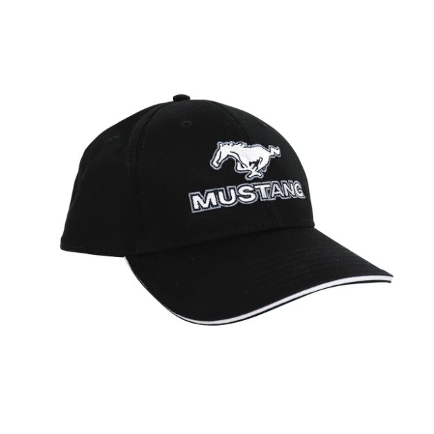 Picture of 1964-2021 Ford Mustang Cap - Mustang Black/Black Cotton Twill - Script W/Pony Logo