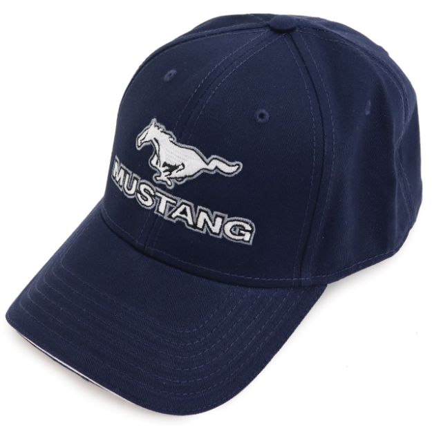 Picture of 1964-2021 Ford Mustang Cap - Mustang Blue Cotton Twill - Script W/Pony Logo