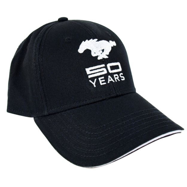 Picture of 1964-2021 Ford Mustang Cap - Mustang Black Cotton Twill 50 Years W/Pony Logo