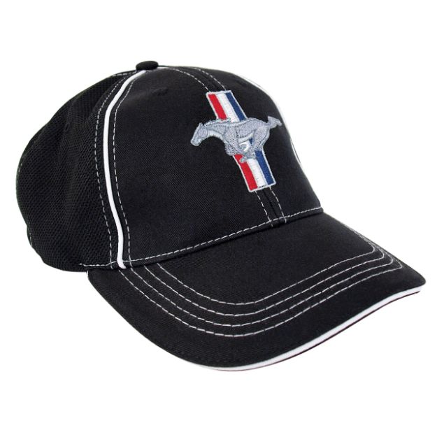 Picture of 1964-2021 Ford Mustang Cap - Mustang Black Flexible Fabric W/Pony Logo LG/XL