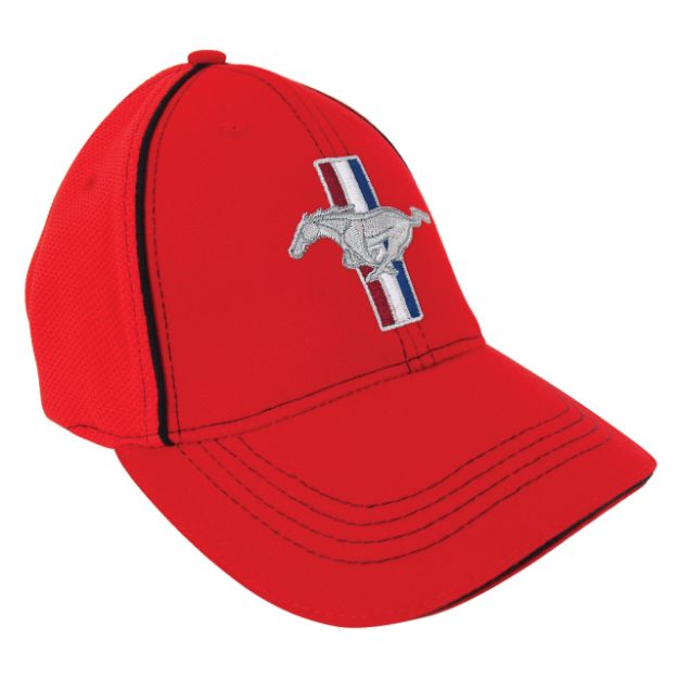 Picture of 1964-2021 Ford Mustang Cap - Mustang Red Flexible Fabric W/Pony Logo LG/XL