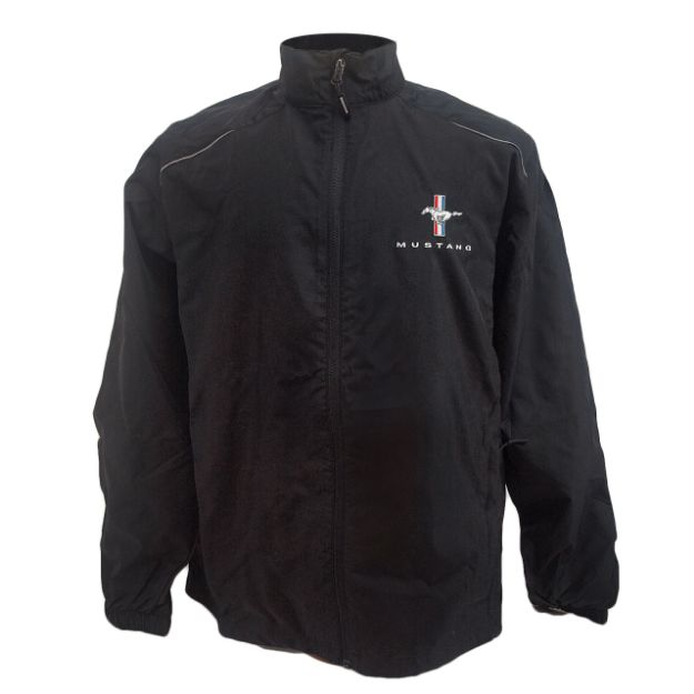 Picture of 1964-2021 Ford Mustang Jacket - Mens Light Weight Boom - Embroidered Tri-Bar Logo - Black - 2XL