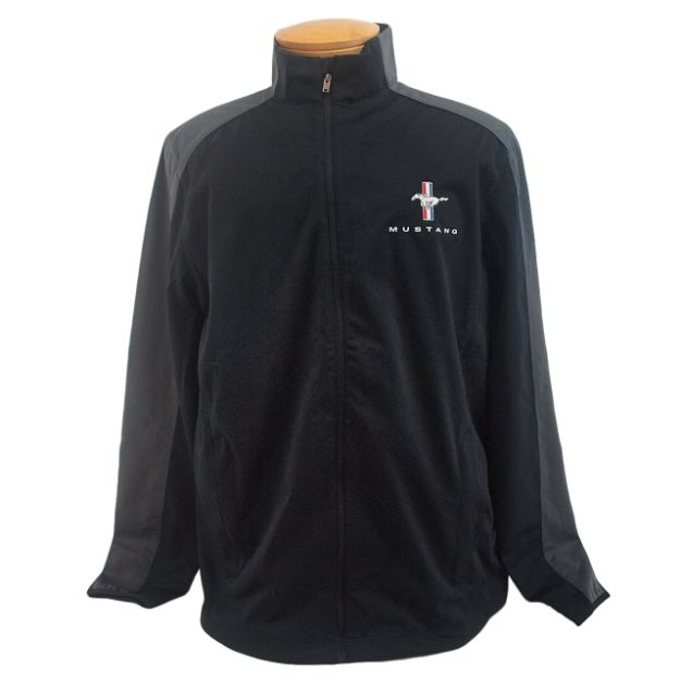 Picture of 1964-2021 Ford Mustang Jacket - Soft Shell Embroidered Tri-Bar Logo - Black W/Gray Sleeves Medium