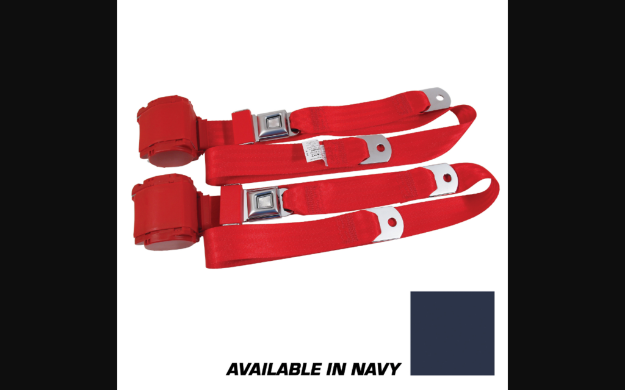 Picture of 1964-1973 Ford Mustang Seat Belts. Rear Chrome Push Button - Navy