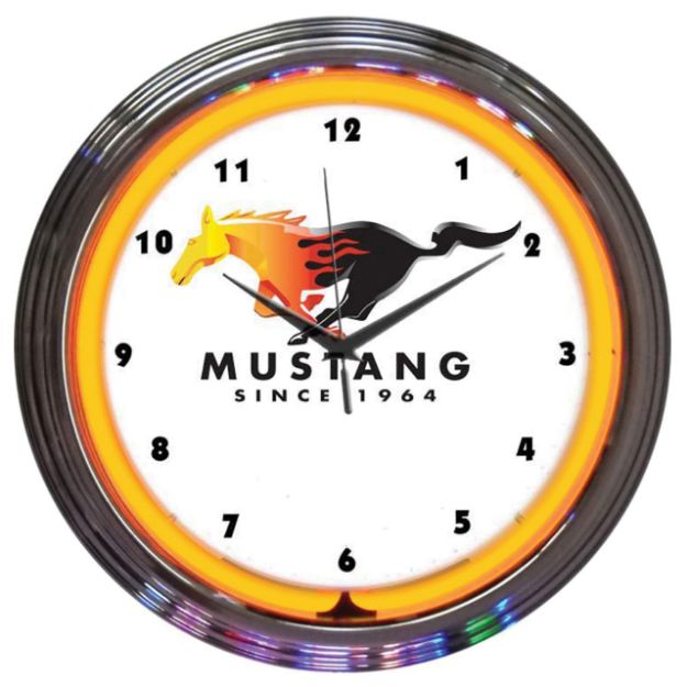 Picture of 1964-2021 Ford Mustang Since 1964 Orange Neon Clock