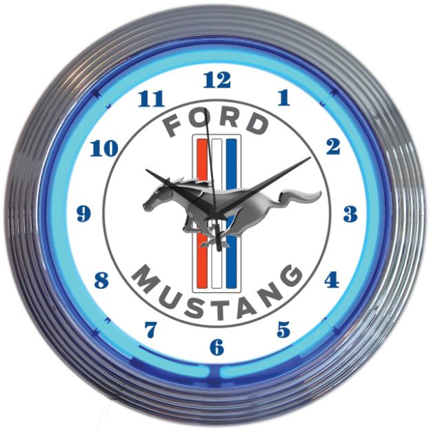Picture of 1964-2021 Ford Mustang Blue Neon Clock