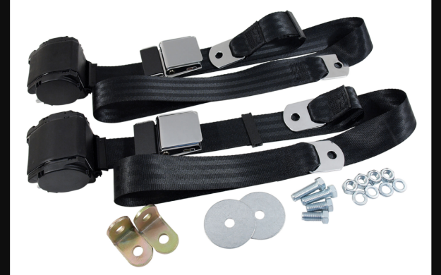 Picture of 1964-1973 Ford Mustang Seat Belts. Rear Chrome Lift Latch - Black