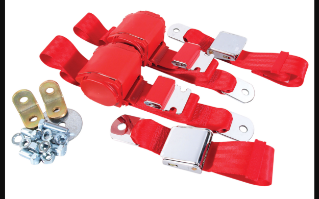 Picture of 1964-1973 Ford Mustang Seat Belts. Rear Chrome Lift Latch - Flame Red