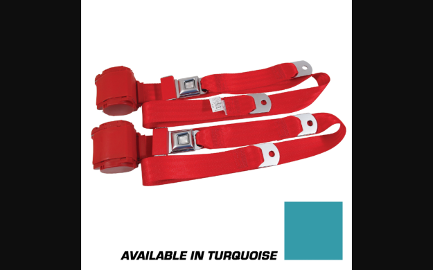 Picture of 1964-1973 Ford Mustang Seat Belts. Rear Chrome Push Button - Turquoise