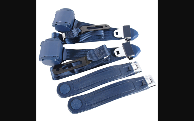Picture of 1964-1973 Ford Mustang Seat Belts. Chrome Push Button - Navy