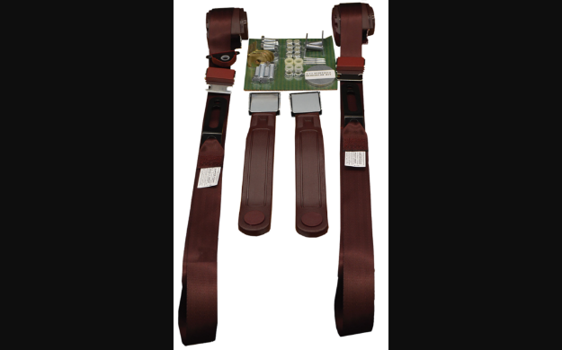 Picture of 1964-1973 Ford Mustang Seat Belts. Chrome Lift Latch Buckle - Maroon