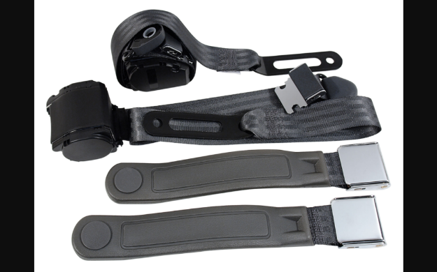 Picture of 1964-1973 Ford Mustang Seat Belts. Chrome Lift Latch Buckle - Charcoal