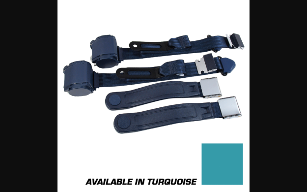 Picture of 1964-1973 Ford Mustang Seat Belts. Chrome Lift Latch Buckle - Turquoise
