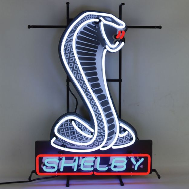 Picture of 1964-2021 Ford Mustang Shelby Cobra Shaped Emblem Neon Sign W/Backing