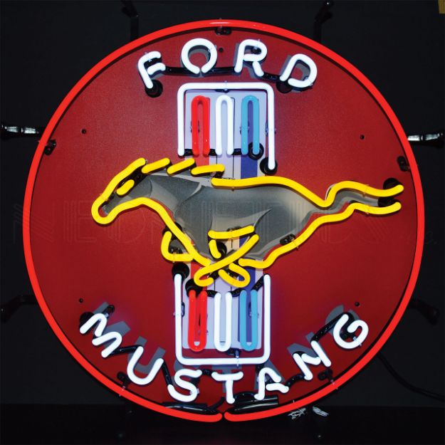 Picture of 1964-2021 Ford Mustang Red Neon Sign W/Backing