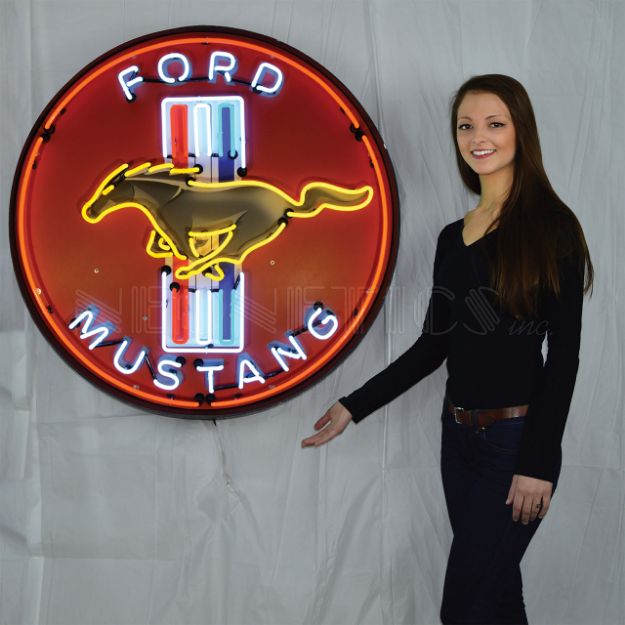 Picture of 1964-2021 Ford Mustang Red 36 Inch Neon Sign In Metal Can