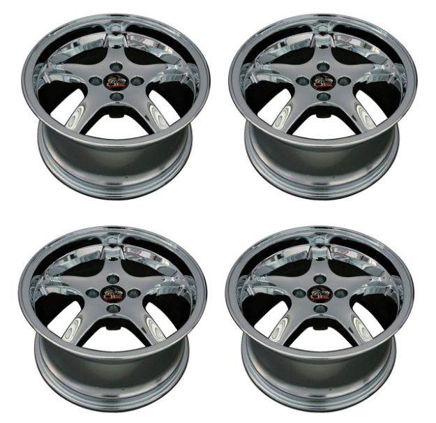 Picture of 1979-1993 Ford Mustang Wheel Set, 17" 1995 Cobra R Style 4 Lug In Chrome 9"