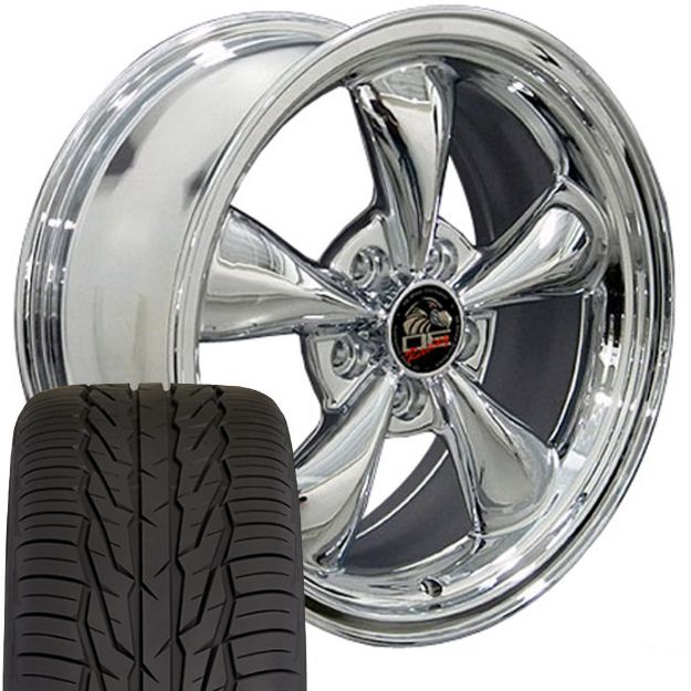 Picture of 1979-2004 Ford Mustang Mounted Tire & Wheel Package - 17" Bullitt Style - Chrome W/Extensa HP Tires