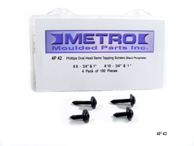 Picture of Metro Phillips Oval Head Sems Tapping Screws - Black Phosphate, 100-Piece set; 4P 42