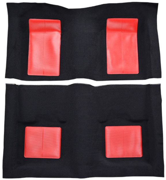 Picture of 1969 Ford Mustang Mach I with 4 Red Inserts without Shifter Cut Fastback Nylon Carpet Flooring 601 Black