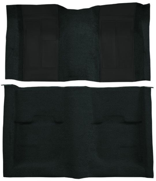 Picture of 1970 Ford Mustang Mach 1 with 2 Dark Blue Inserts without Shifter Cut Fastback Nylon Carpet Flooring 601 Black