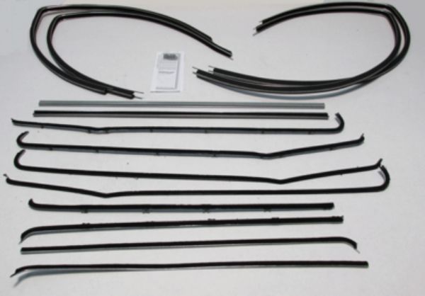 Picture of 1955-57 Chevy Deluxe 2 Door Sedan (Except Bel Air) Authentic Window Felts Whiskers Kit, Upper & Lower Channels (14pcs)
