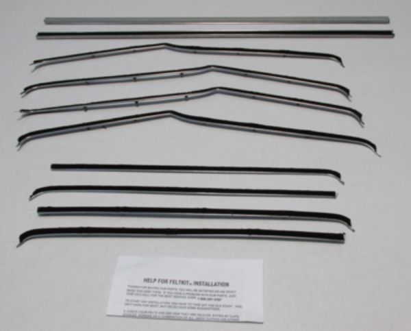 Picture of 1955-57 Chevy 4 Door Sedan (Except Bel Air) Authentic Window Felts Whiskers Kit & Division Bars (10pcs)