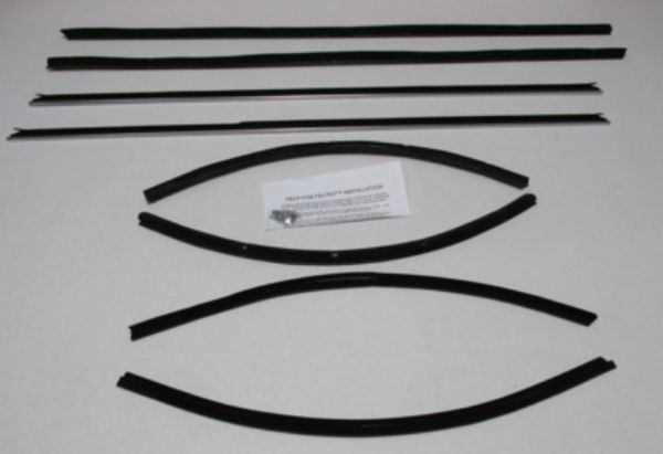Picture of 1968-69 Torino, Fairlane, Cyclone Fastback Authentic Window Felts Whiskers Kit Used With Chrome (8pcs)