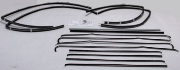 Picture of 1955-57 Bel Air Deluxe 2 Door Sedan Authentic Window Felts Whiskers Kit With Clipped Upper & Lower Channels (14pcs)