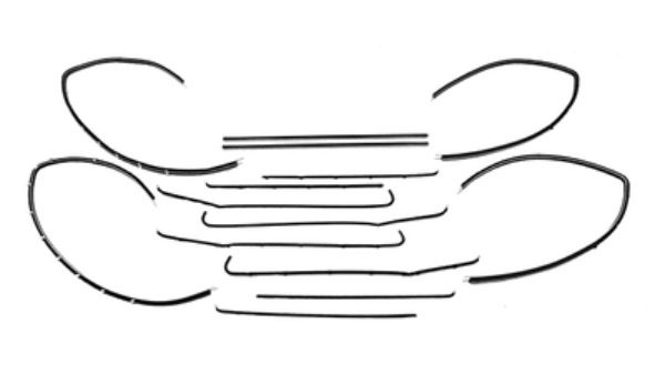 Picture of 1955-57 Chevrolet 150 & 210 Deluxe 2 Door Sedan Authentic Window Felts Whiskers Kit - With Clipped Upper & Lower Channels (14pcs)