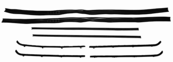 Picture of 1964-66 G.M. Truck Superkit Authentic Window Felts Whiskers Kit with Chrome Bead, Division Bars & Upper Channels (8pcs)
