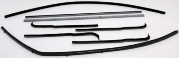 Picture of 1961-66 Ford Pickup F100-F250 Black Bead Superkit Authentic Window Felts Whiskers Kit, Division Bars & Upper Channels (8pcs)