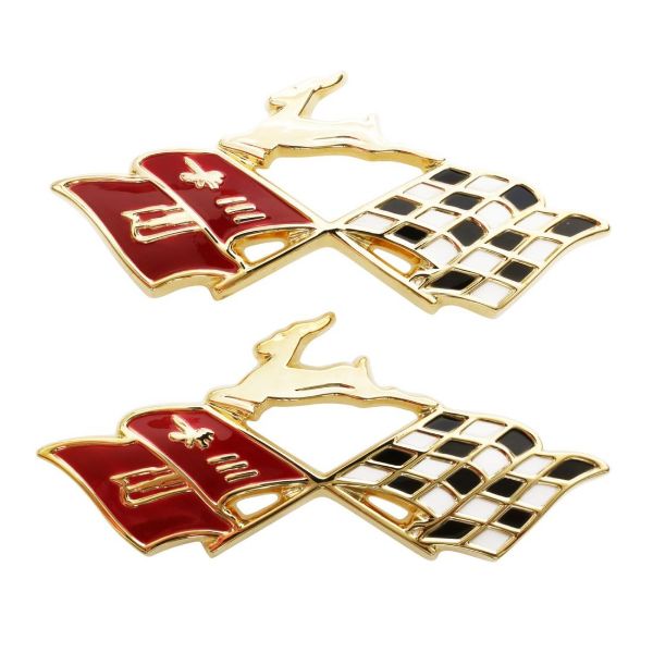 Picture of 1960 Impala Rear Quarter Gold X-Flag with Impala, Sold as a Pair