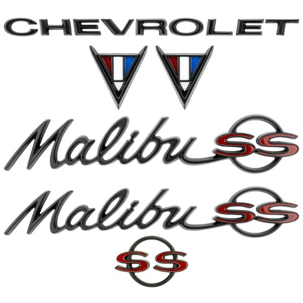 Picture of 1964-67 Chevrolet Chevelle/Malibu Emblem Kit Black & Red. Sold as a Set