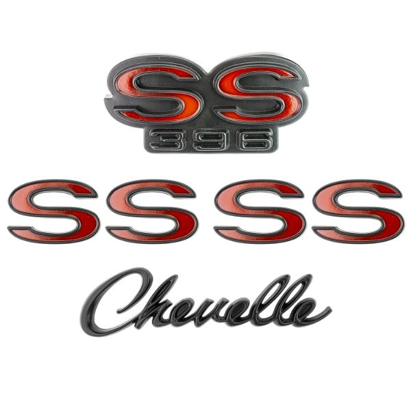 Picture of 1968-69 Chevrolet Chevelle Emblem Kit Black & Red. Sold as a Set