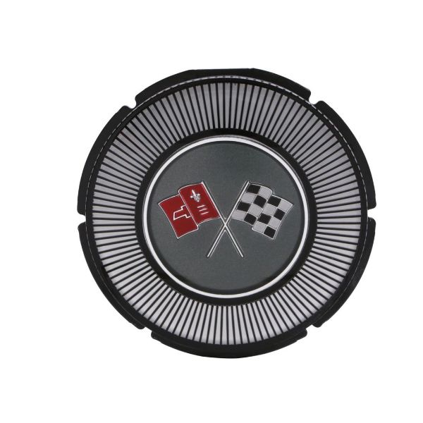 Picture of 1966 Corvette Gas Lid Emblem, Black Upper Left Corner of Flag, Sold as Each