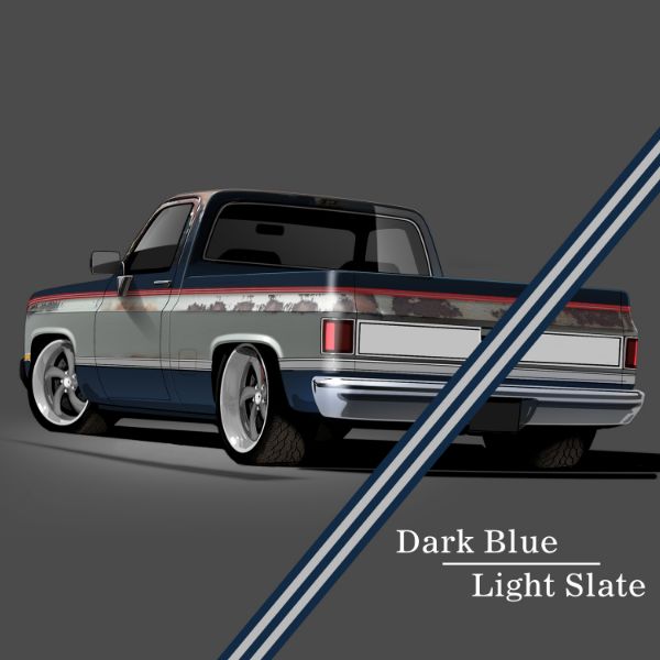 Picture of 1981-91 GM Full-Size Truck 2-Tone Paint Break Stripe Kit, Dark Blue/Light Slate