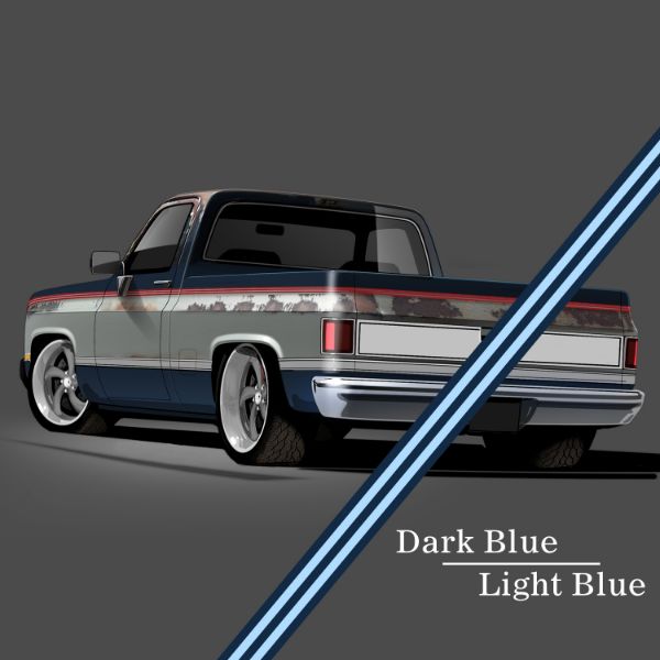 Picture of 1981-1991 GM Full-Size Truck 2-Tone Paint Break Stripe Kit, Dark Blue/Light Blue