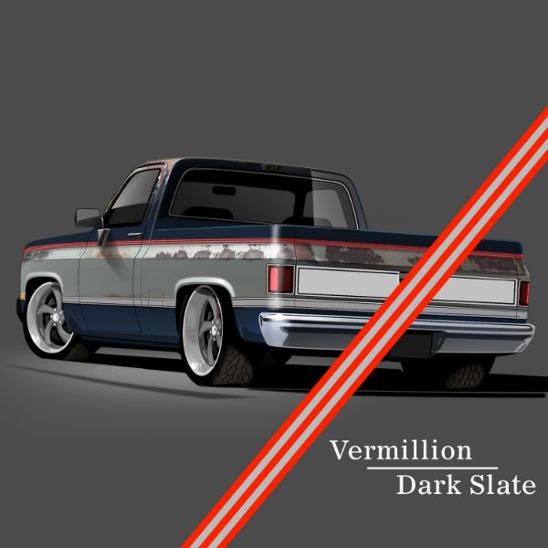 Picture of 1981-91 GM Full-Size Truck 2-Tone Paint Break Stripe Kit, Vermillion/Light Slate